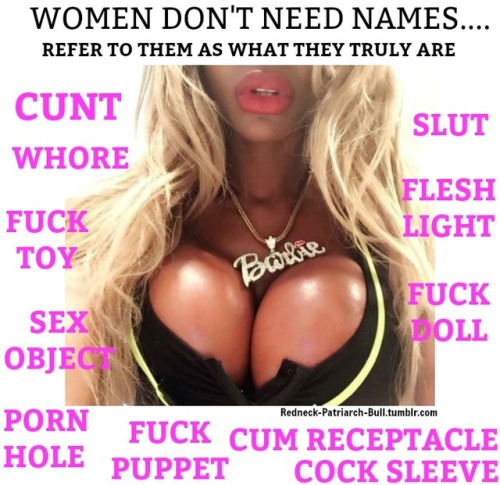 whatwhoresarefor:redneck-patriarch-bull:The more women mindless twats who hear it the more normalize