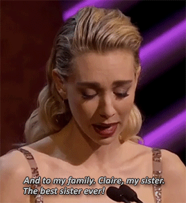 thecrownnetflixuk:Vanessa Kirby accepts Best Supporting Actress with a little help from “big s