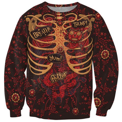 randompic:  buy it here Gothic Jewel Neck Long Sleeve Skull Pattern Sweatshirt 
