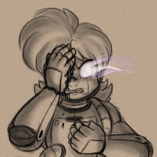 been messing with this off and on for a few days. testing out some krita brushes i got as well angry teenage robot eye gore, my favorite