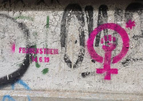 Graffiti and posters seen around Bern and Zürich promoting the ‘Women’s Strike 2019’ across Switzerl