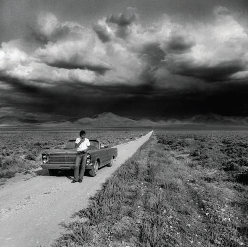 soundsof71:The Promise: Bruce Springsteen near Route 80 in Nevada, 1977, by Eric Meola