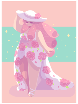 treescab:I went ahead and got out my spring clothes and found my favorite dress ;u;I had to draw Rose Quartz in it  &lt;3
