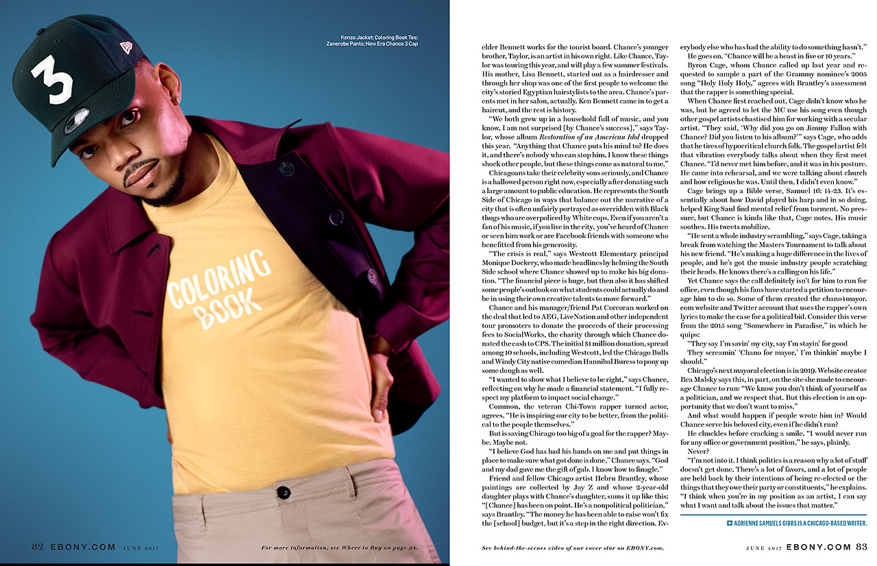 beyvenchy: CHANCE THE RAPPER for the July 2017 Black Music Edition of Ebony Magazine