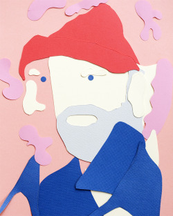 boyache:  I never illustrate but I did a little abstract version of Steve Zissou out of collage pieces 