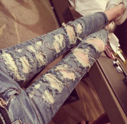  European Perfect Style Jeans With Holes