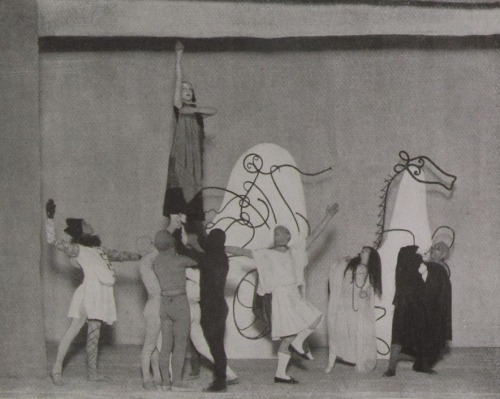 deviatesinc:  Étienne de Beaumont presents Erik Satie’s ballet Mercure, with costumes and sets by Picasso, 1924 