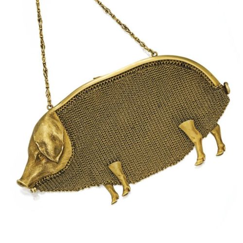 18K Gold &lsquo;Cochon&rsquo; Purse, Paul Frey for La Cloche Freres France, circa 1900.