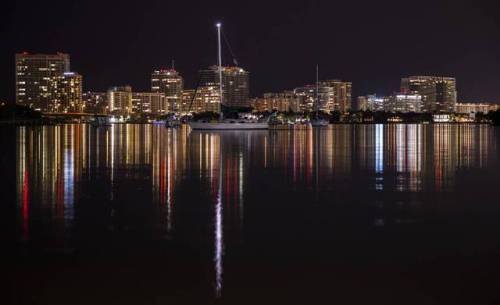 City Lights on the Water #boat #boats #bay #bays #sea #seas #ocean #oceans #maritime #water #sailboa