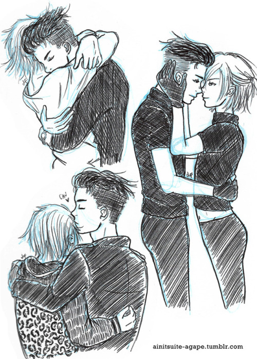 ainitsuite-agape:Random Otabek & Yuri sketches, because lately I can’t draw anything but them and because I want them to be happy together <3