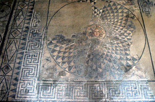 A floor mosaic from Roman villa at Macrianopolis The villa - A.K.A The House of Antiope - was constr