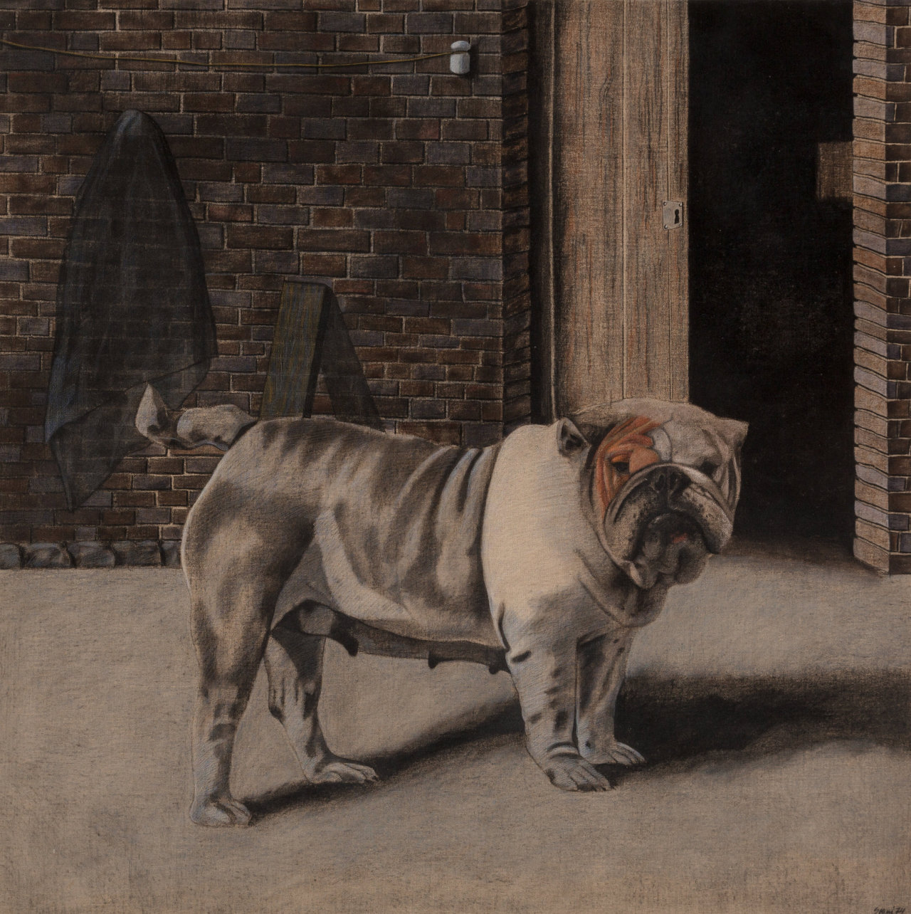 Antonio Seguí (Argentinian, 1934-2022), Bulldog, 1974. Pastel and charcoal on canvas,  x  in.