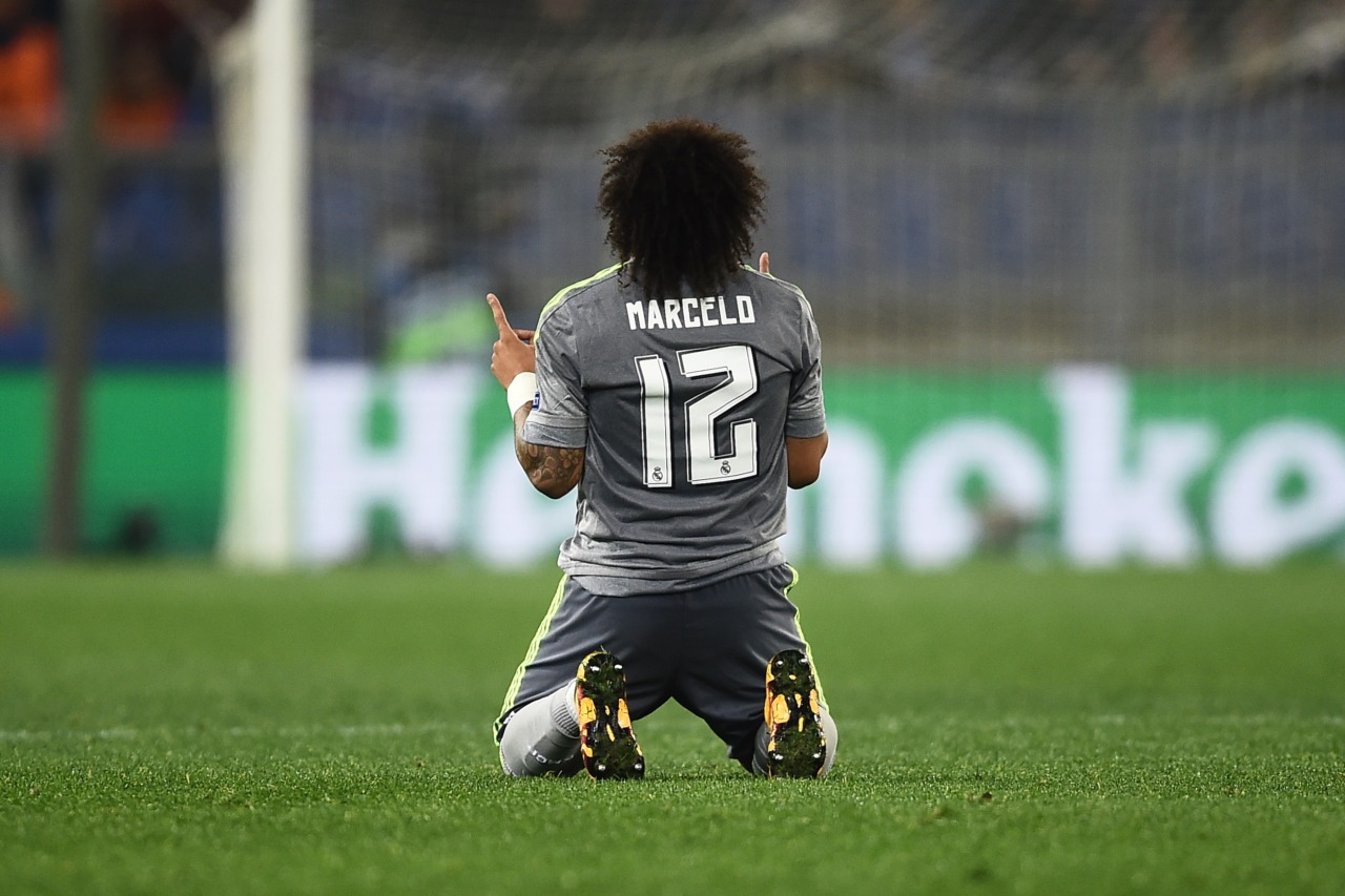 madridistaforever:  Marcelo after the final whistle (Roma 0-2 Real Madrid) | February