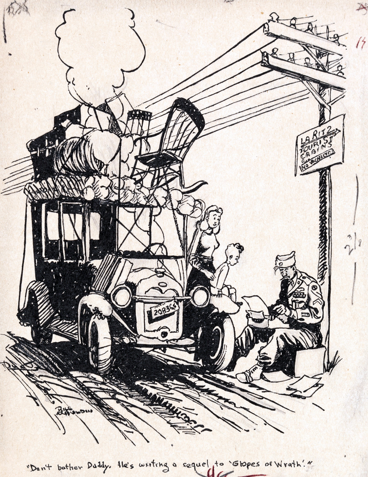 Original Willie and Joe cartoon by Bill Mauldin, circa 1940.