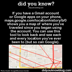 did-you-kno:    This only works if you haven’t disabled your location history and reporting settings. If this freaks you the hell out, you can learn how to turn off these settings here.Source