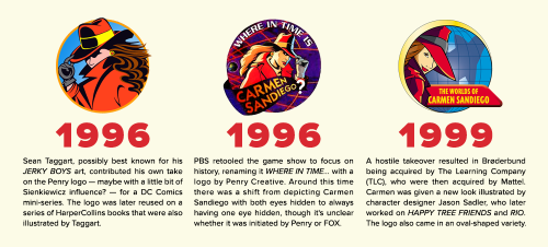 The Evolution Of Carmen’s Crest Carmen Sandiego’s first showed up 35 years ago today in WHERE IN THE