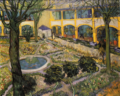 goodreadss:fields of flowers, van gogh  courtyard of the hospital in arles - vincent van gogh