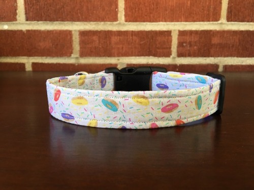 New in the store: Glazed and Confused!Laps For Naps collars are handmade using soft cotton fabric an