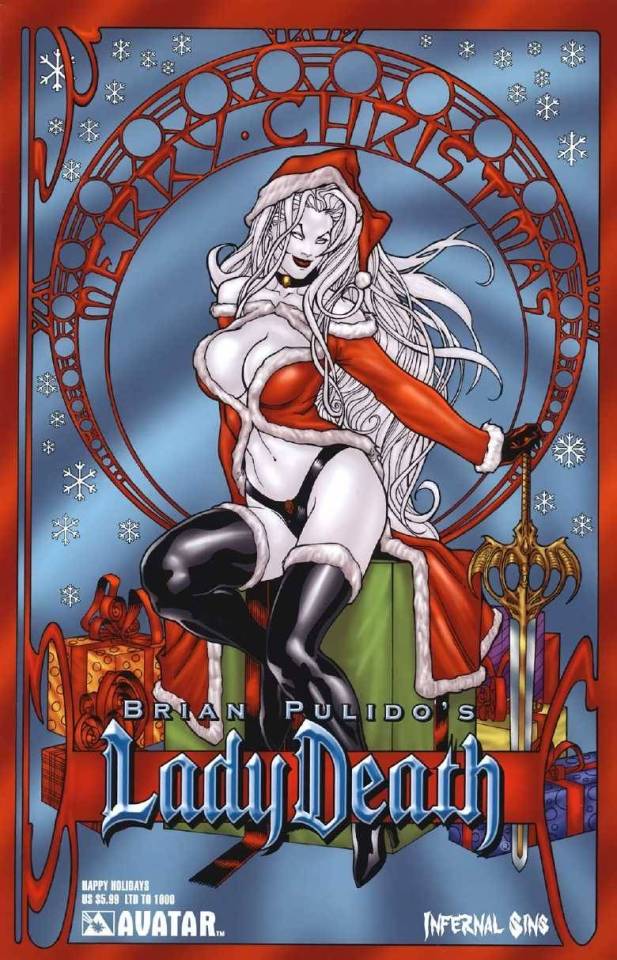 naughtyhalloweenart:Lady Death Merry Christmas by Richard Ortiz  