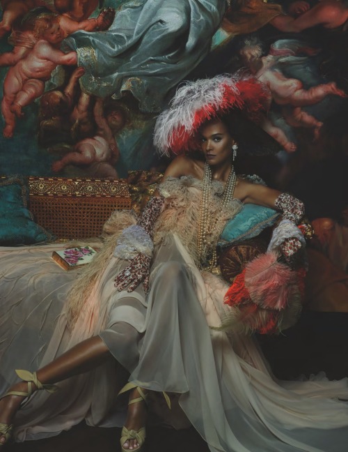 fuckrashida:Liya Kebede photographed by Mert Alas & Marcus Piggott for Vogue UK March 2019. Styled by Benjamin Bruno. Makeup by Peter Philips. Hair by Paul Hanlon.  