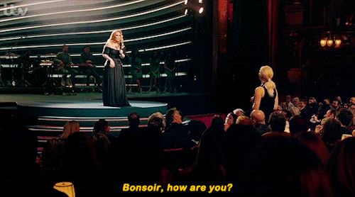 welton-lasso: Adele asking the audience to give Hannah Waddingham a round of applause at ‘AN E