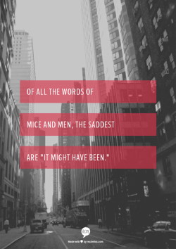 Kassy-Passy:  Of All The Words Of Mice And Men, The Saddest Are “It Might Have