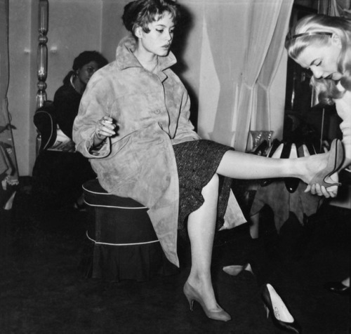 Brigitte Bardot at Italian shoe store, Dal Cò, in 1956.