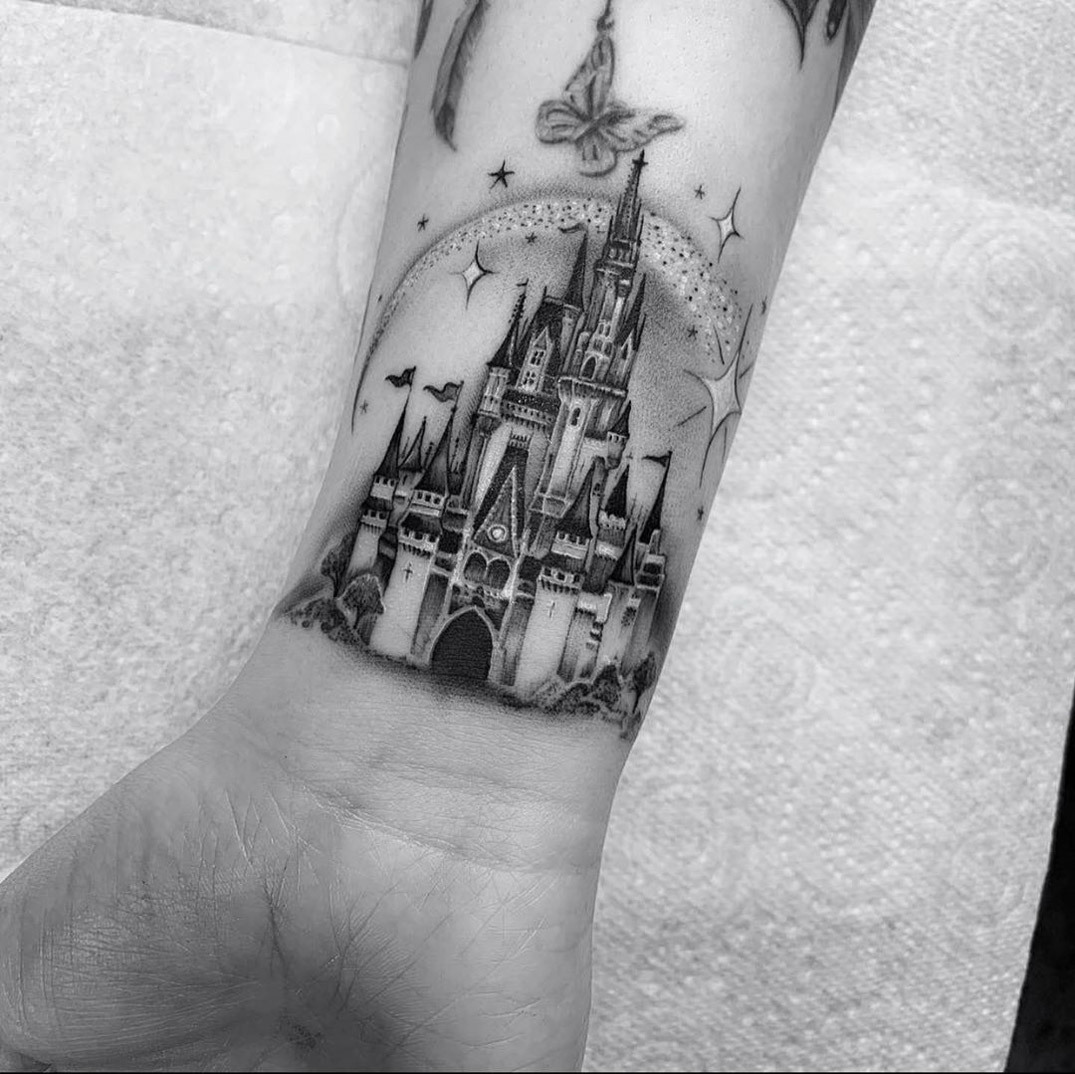 The Magic Kingdom Disney Castle by Edit Paints Tattoo  Tattoogridnet