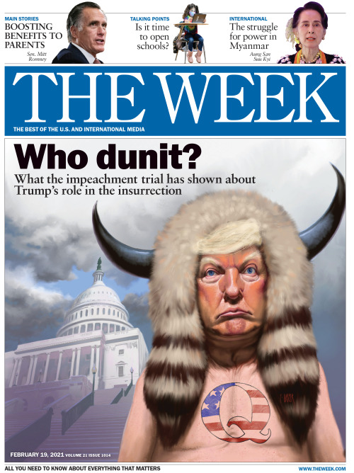 Here’s the latest cover of our magazine, featuring Trump’s impeachment trial.Illustration by Fred Ha