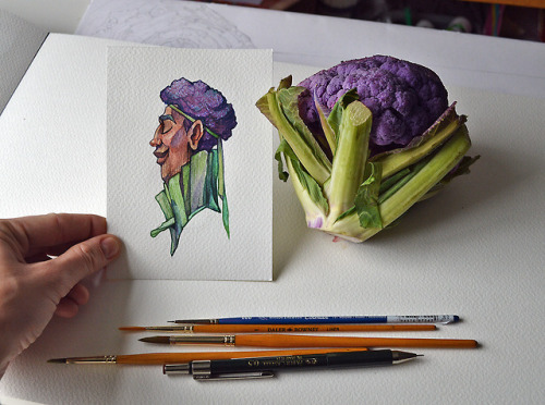 marijatiurina:Long time no see, tumblr! Anyone still here? :)Thought I’d share my latest - fruit and vegetables re-imagined as watercolor characters. There’s an amazing greengrocer near my London home, and for the last few months I have been going