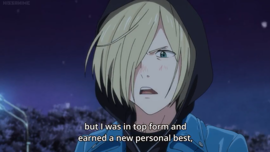 akaname-tanuma:   Honestly Yurio was so precious this episode??? His angry thing is seeming more and more like fun rivalry than hate. I mean. His reaction to his own great performance was    Excited and lighthearted, and though he did make a callout to