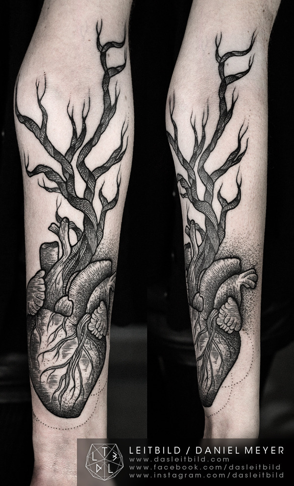 fuckyeahtattoos:  Heart/Tree by Daniel Meyer via LEITBILD  www.dasleitbild.com www.facebook.com/dasleitbild