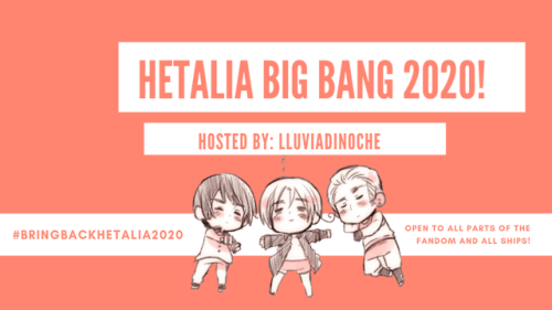 lluviadinoche:Hey everyone! An anon in my inbox has inspired me to host a big bang and I’ve decided 