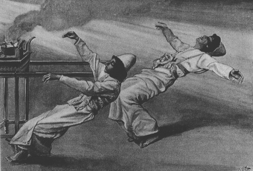 artist-tissot: Nadab and Abihu are killed in the Tabernacle, Leviticus, 1900, James Tissot