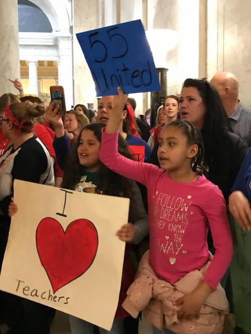fuckyeahmarxismleninism:Charleston, West Virginia: Striking teachers and school workers, students 