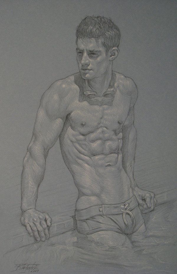 apollophile:The Swimmer’s Buildgraphite on paper☼ Images of masculinity, nobility,