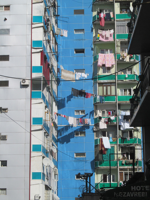 Colourful Plattenbauten in Batumi, Georgia 2015.