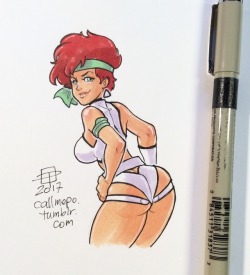 callmepo:  Can’t believe I had forgotten about this red-headed lovely angel with the hypno butt.   Tiny booty doodle of Kei from Dirty Pair.  &lt;3 &lt;3 &lt;3