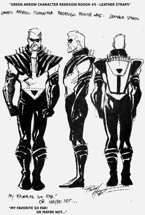 Unused Green Arrow Costume Designs by Phil Hester and Ande Parks from the Green Arrow: Sounds of Vio