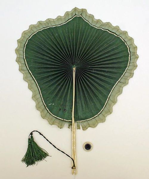 c.1850 European silk and bone fan, from the MetMuseum