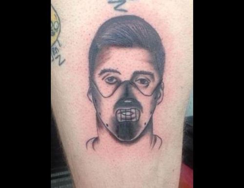 Soccer fan gets horrific mash-up tattoo of Luis Suarez as Hannibal Lecter