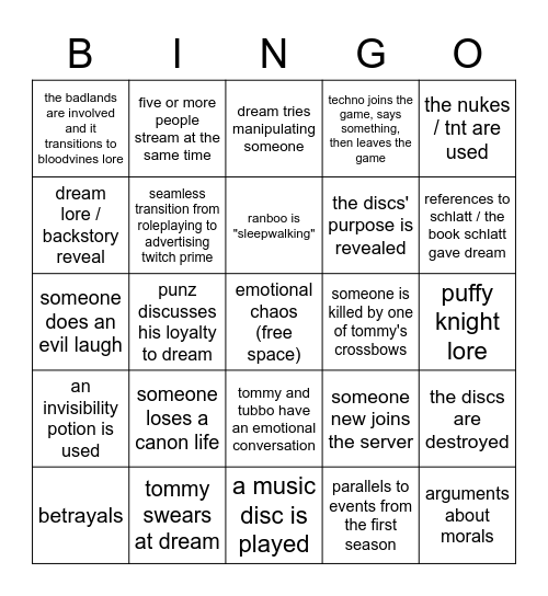 The Disc Finale Warrants For Two Bingo Cards! You Know The Drill, Have Fun Withem!