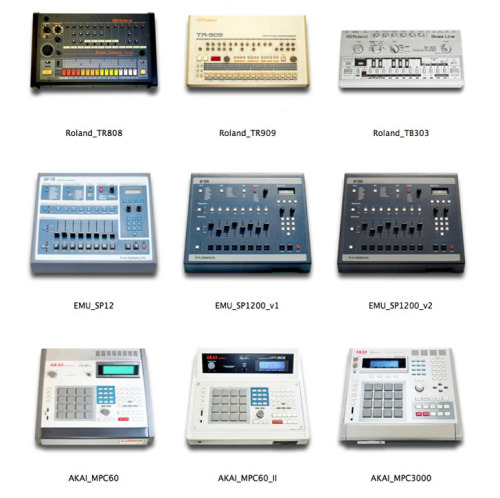 gkojax:  ICON » E-mu SP-1200やアカイ MPC60、ローランド TR-808といったドラム・マシンの名機のアイコン集が無償配布中