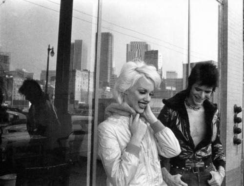 vintageeveryday:  Photos of Cyrinda Foxe with David Bowie on the set of his music video ‘The Jean Genie’, 1972.