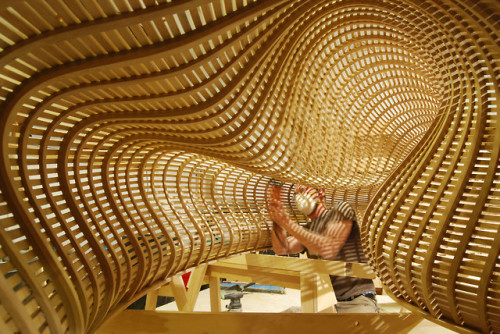  Curved Benches Created With Steam-bending Hardwood by Furniture Designer Matthias Pliessnigvia this