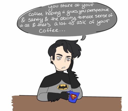 causeimanartist: Diana: Why are you drinking coffee at 2:06am?Bruce: Time is an illusion  Comic base