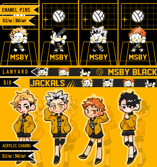 REBLOGS APPRECIATED –  INTEREST CHECKInterest check for my Haikyuu!! MSBY merch! Since enamels