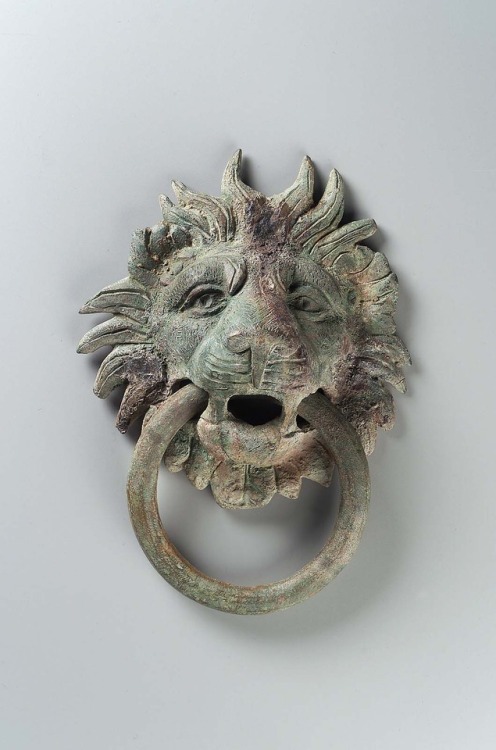 ancientanimalart: Handle of a chest: lion’s head RomanImperial Periodca. 200 CE Museum of Fine