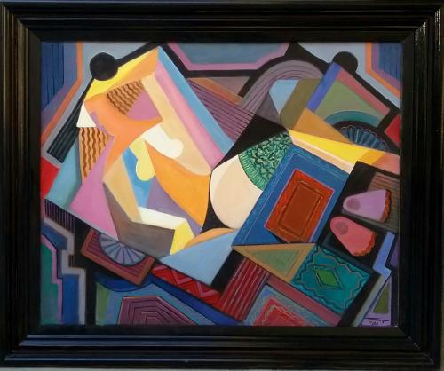 Reza Afrookhteh (Iranian/American, *1957). Cubist nude.