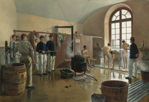 Eugène Chaperon - A Regimental Shower - 1887